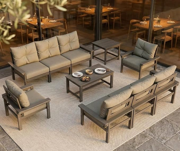 Grey HDPE Outdoor Patio Furniture Set - Photo 1