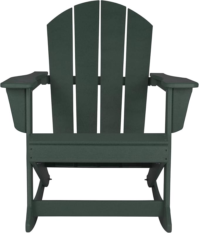 WO WESTIN OUTDOOR HDPE Laguna Outdoor Rocking Poly Adirondack Chair, Dark Green