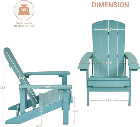 Adirondack Chairs, Plastic Adirondack Chairs Set of 2, All-Weather Resistant, Widely Used in Outdoor, Fire Pit, Deck, Outside, Garden