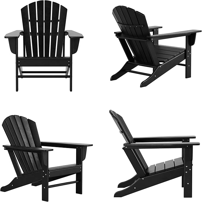 WestinTrends Dylan Outdoor Adirondack Chair (Set of 4), Black