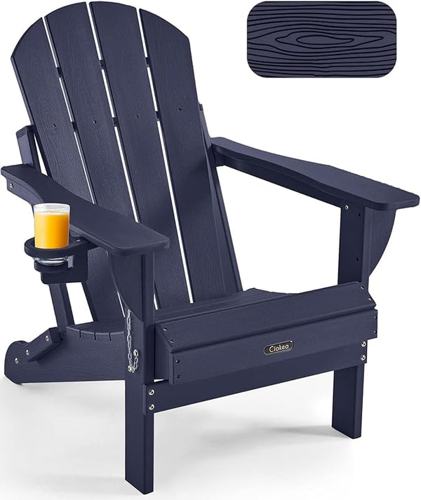 Ciokea Folding Adirondack Chair Wood Texture, Patio Adirondack Chair Weather Resistant - Photo 1