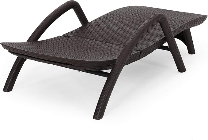 Christopher Knight Home Blanche Outdoor Faux Wicker Chaise Lounges (Set of 2), Dark Brown