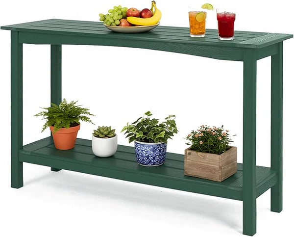 Outdoor Console Table, All-Weather 2-Tier Patio Console Table, Outside Plant Stand Table, Low Maintenance - Photo 1