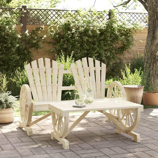 2-Piece Patio Lounge Set Solid Wood Fir Outdoor Furniture Set with Ergonomic Adirondack Chairs & Coffee Table for - Photo 1