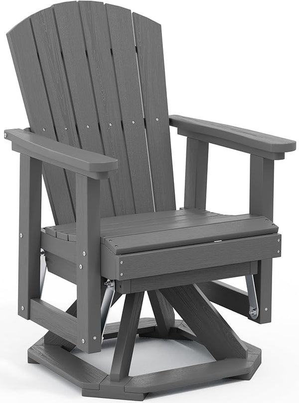 SERWALL Adirondack Swivel Glider Chair, HDPE Glider Rocking Chair for Outdoor, All-Weather Glider Chair for Porch - Photo 1