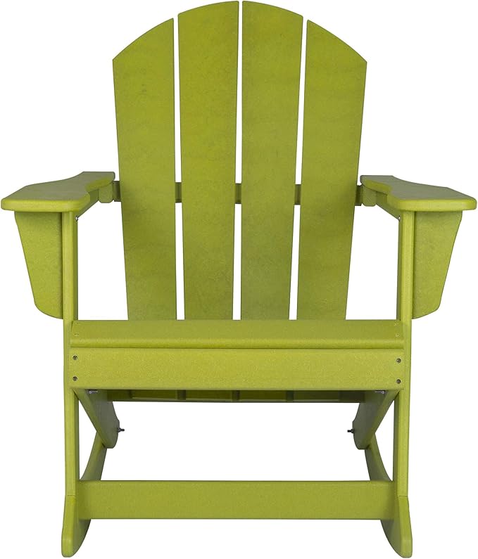 WO WESTIN OUTDOOR HDPE Laguna Outdoor Rocking Poly Adirondack Chair, Lime