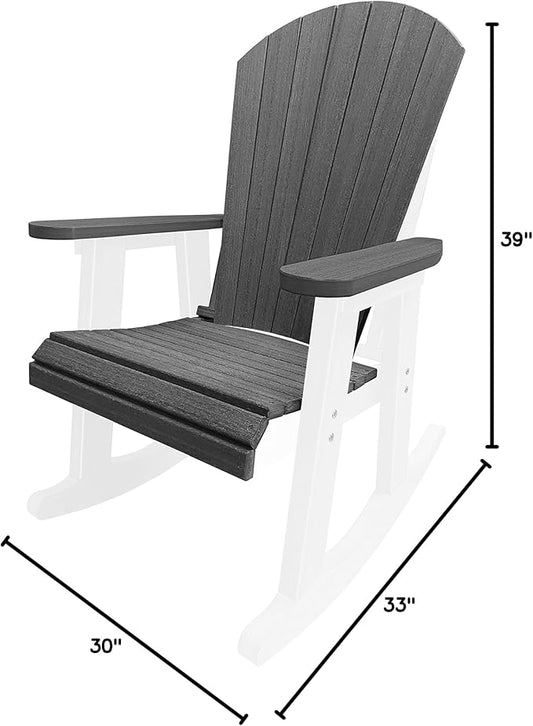 DuraWeather Poly® Adirondack Porch Rocker - Coastal (Wood Grain) on White