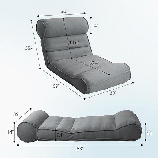 83'' Outdoor Chaise Lounge Chair with 5 Positions Adjustable Backrest Patio Lounger Lounge Chairs for Outside, Pool Lounge Chairs Sunbed Lounge Waterproof Sun Loungers for Garden Beach, Dark Gray