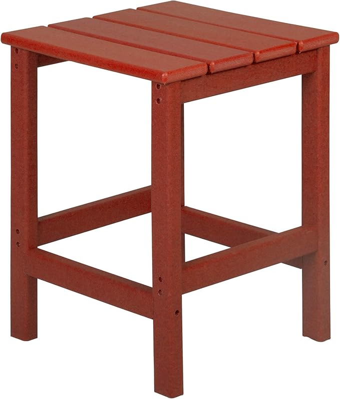 WestinTrends Malibu Square Outdoor Side Table for Adirondack Chair, Red