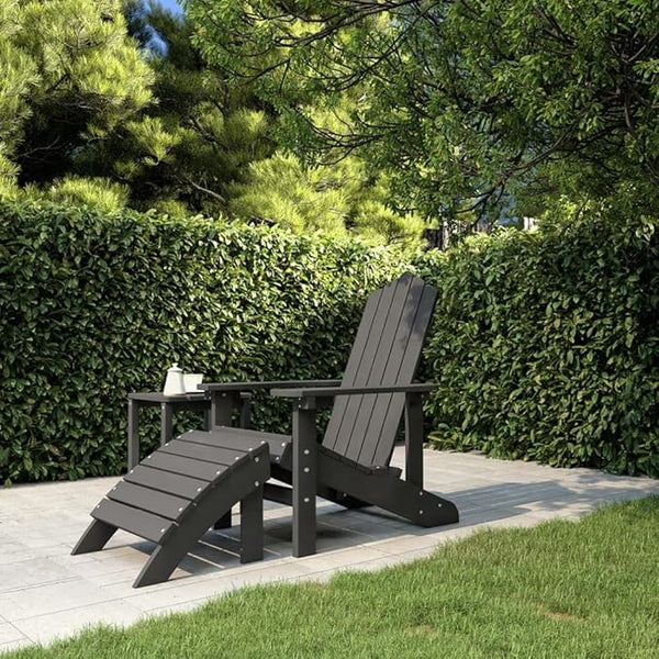 Garden Adirondack Chair with Footstool Anthracite HDPE Standard Size Detachable for Patio Balcony Outdoor Relaxation - Photo 1