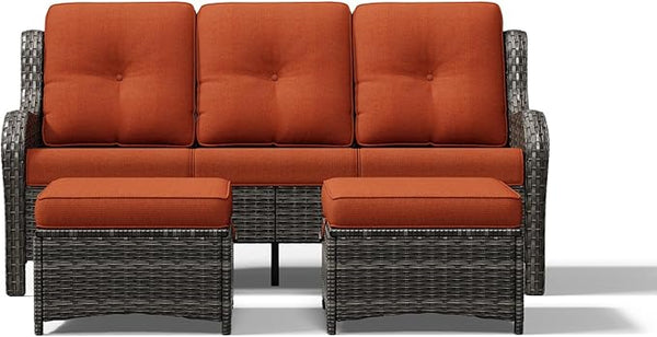 Joyside Outdoor Patio Couch Set, Outdoor Wicker Sofa with High Back, Deep Seating, Wide Armrest, Thickened Cushions - Photo 1