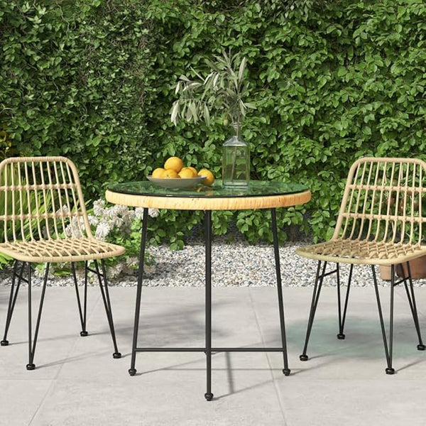 31.5" Round Black Glass Dining Table Tempered Glass Top Steel Legs Modern Patio Garden Indoor Outdoor 4-Seater Bistro - Photo 1