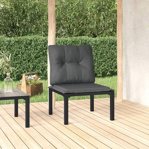 Modern Garden Chair with Black Frame and Dark Grey Cushions, 4-Piece Set for Outdoor Patio and Balcony - Photo 1