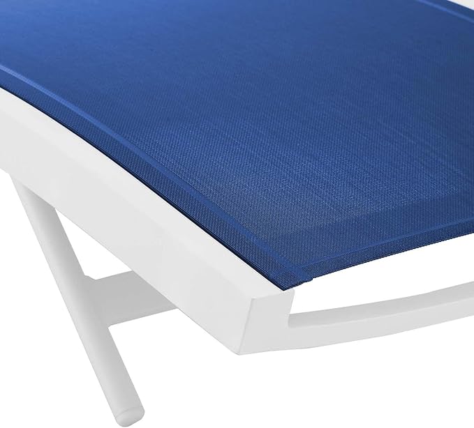 Modway Glimpse Outdoor Patio Mesh Chaise Lounge Set of 2 in White Navy
