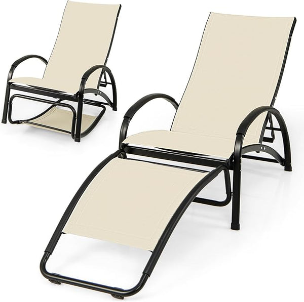 Tangkula Rocking Chair Outdoor, 2-in-1 Convertible Lounge Chair with 4-Level Adjustable Backrest - Photo 1