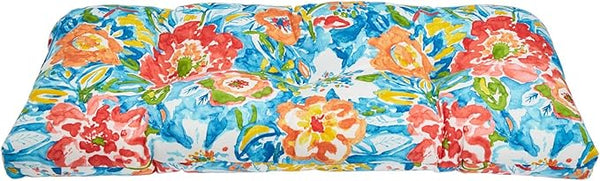 BrylaneHome Tufted Bench Cushion - 45.5" L x 19" W x 3" H- Patio & Outdoor - Water, Stain & Fade Resistant - Poppy Blue - Photo 1