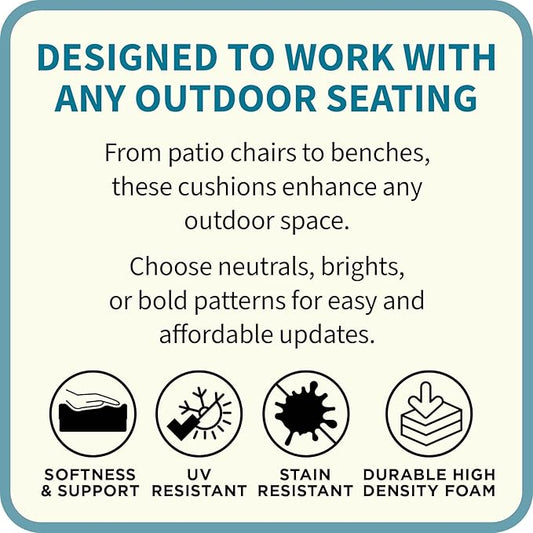 BrylaneHome Indoor/Outdoor Chair Pads (Set of 4) - 16" L x 15.6" W - Water, Stain & Fade Resistant - Granada