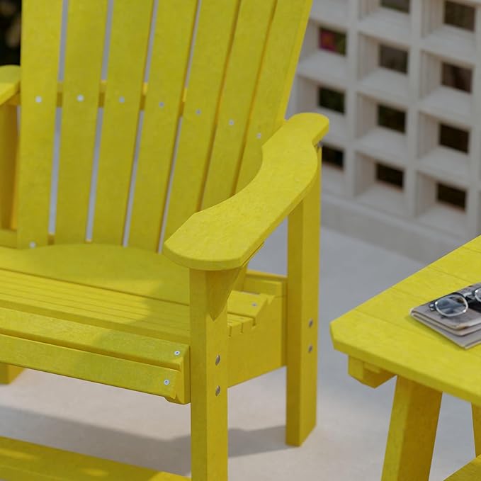 Wildridge Heritage Upright Adirondack Chair, Lemon Yellow - Outdoor All-Weather Poly Furniture for Patio, Deck, Yard