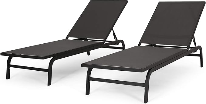 Outdoor Chaise Lounge (Set of 2) (Dark Grey)