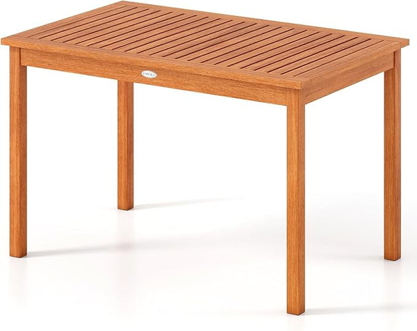 Tangkula 48 Inches Wood Outdoor Dining Table for 4-6 People, Rectangular Patio Table with Slatted Tabletop - Photo 1