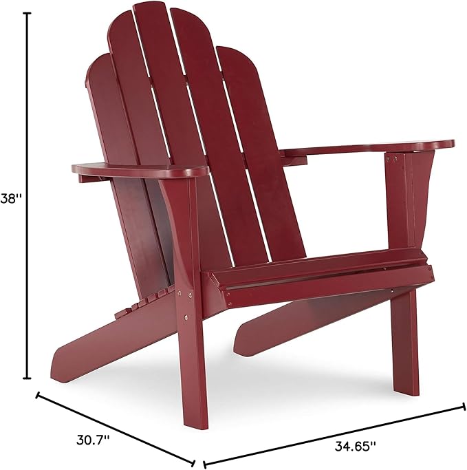 Linon Red Adirondack Chair, 30.4" W x 37.6" D x 37.8" H