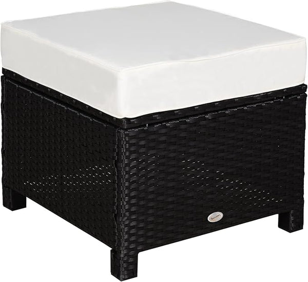Outsunny 20" Patio Wicker Ottoman, Multipurpose Outdoor PE Rattan Footrest, Additional Seating - Photo 1