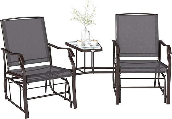Outsunny Outdoor Glider Chairs with Coffee Table - Photo 1
