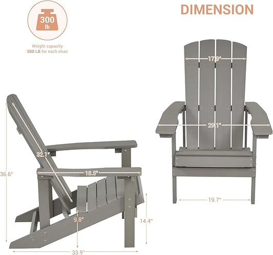 Adirondack Chairs, Plastic Adirondack Chairs Set of 2, All-Weather Resistant, Widely Used in Outdoor, Fire Pit, Deck, Outside, Garden