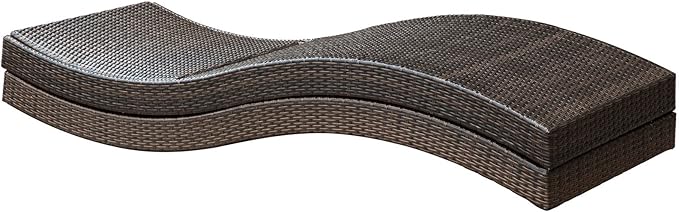 Modway Peer Wicker Rattan Outdoor Patio Two Chaise Lounge Chairs with Cushions in Brown White