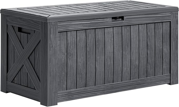 Greesum 120 Gallon Deck Box, Resin Outdoor Storage Container for Patio Furniture, Garden Tools, Pool Accessories - Photo 1