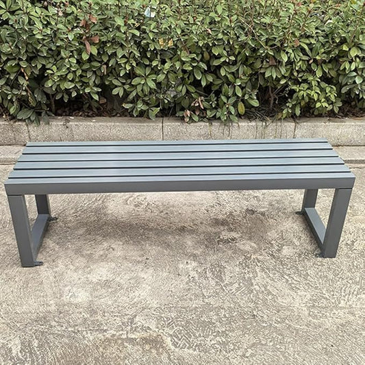 Outdoor Garden Bench Metal Park Seat Weatherproof 3-Person Deck Furniture Backless Furniture Seating for Front Porch,Lawn,Path,Yard(Gray,71 Inch)