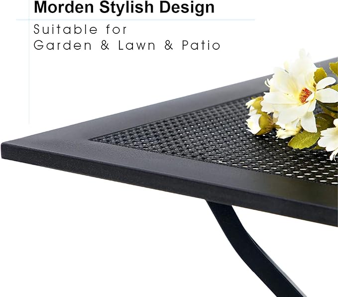Sophia & William Metal Outdoor Dining Table, Square Mesh Patio Table with 1.57" Umbrella Hole, Coffee Bistro Table for Garden Lawn, 37"x 37"