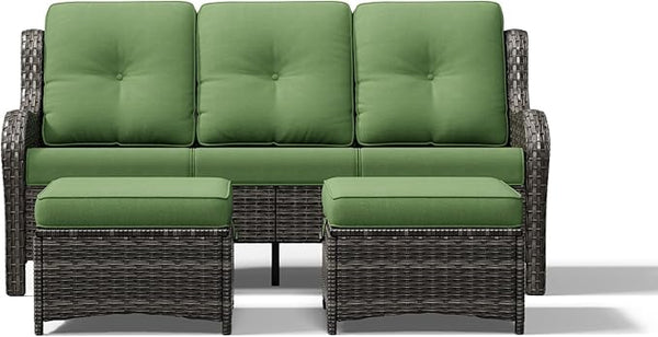 Joyside Outdoor Patio Couch Set, Outdoor Wicker Sofa with High Back, Deep Seating, Wide Armrest, Thickened Cushions - Photo 1