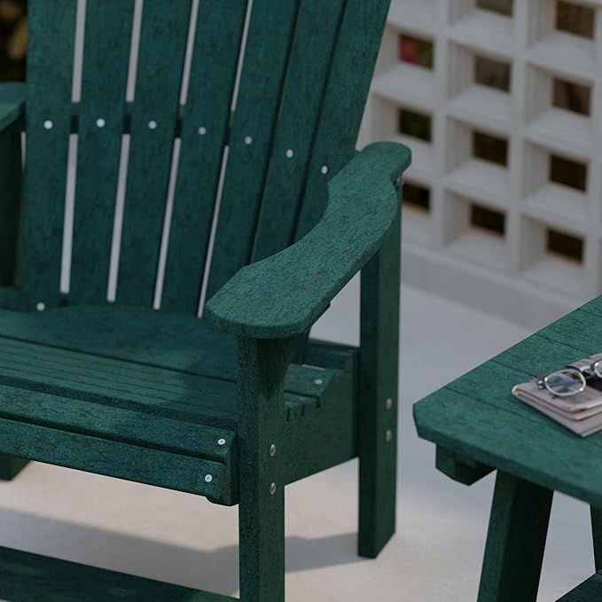 Wildridge Heritage Upright Adirondack Chair, Turf Green - Outdoor All-Weather Poly Furniture for Patio, Deck, Yard