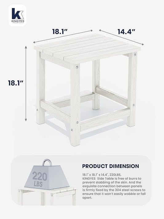 KINGYES Adirondack Outdoor Side Tables Set of 2, White