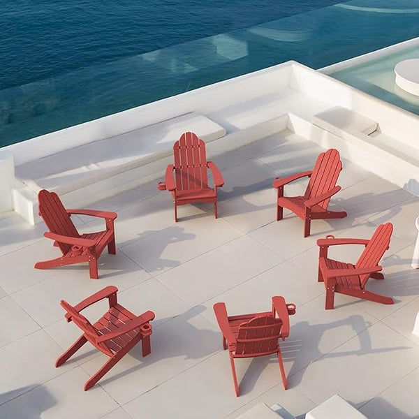 LUE BONA HDPS Adirondack Chairs Set of 6, Fire Pit Outdoor Chair Weather Resistant with Cup Holder - Photo 1