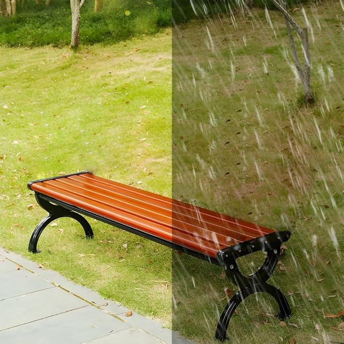 LITFAD Wooden Outdoor Bench Garden Bench Without Backrest and Armrest Outdoor Furniture Park Bench for Patio, Lawn, Balcony, Yard, Porch-Brown, 59" L x 16" W x 16" H