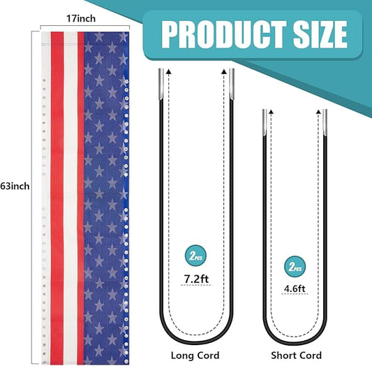 Queekay Chair Replacement Fabric with 4 Bungee Cord Lounge Chair Cloth Mesh Repair Kit for Patio Recliner Outdoor Lawn Pool (63 x 17 Inch,National Flag)