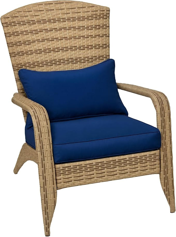 Outsunny Patio Wicker Adirondack Chair, Outdoor All-Weather Rattan Fire Pit Chair with Soft Cushions - Photo 1