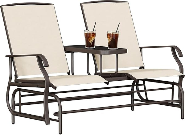 Yaheetech 2-Seat Outdoor Glider with Center Table - Photo 1