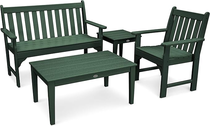 Polywood Vineyard 4-Piece Bench Seating Set (Green)
