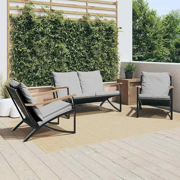 3-Piece Balcony Furniture Set, Modern Outdoor Bistro Set with 2 Chairs and Bench - Photo 1