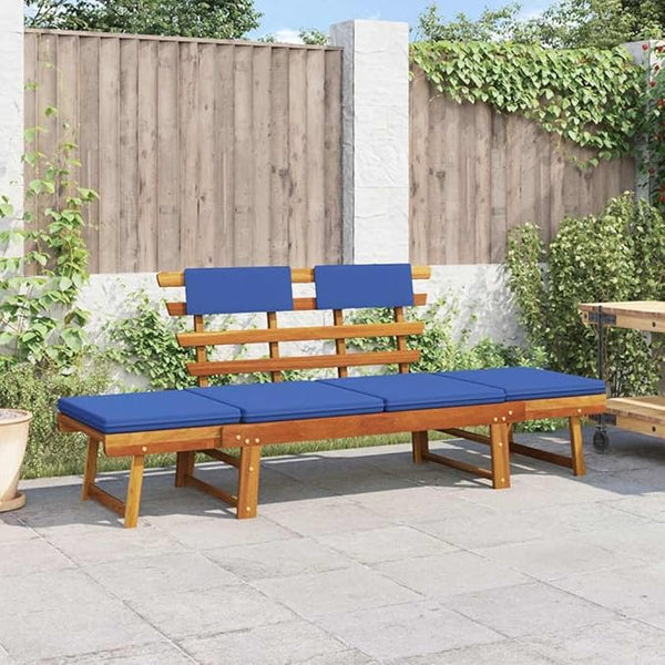 Garden Bench Deck Bench Patio Bench with Cushions 2-in-1 74.8" Solid Acacia Wood - Photo 1
