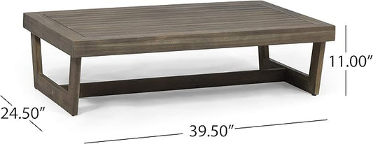 GDFStudio Outdoor Acacia Wood Coffee Table, Gray