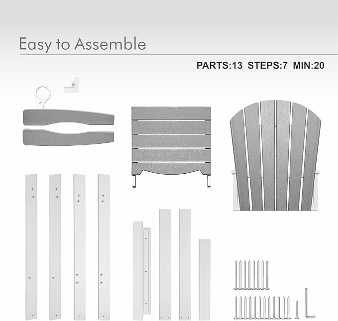 Tall Adirondack Chairs Set of 4 Adirondack Barstools, Weather Patio Garden Pool Fire Pit Balcony Outdoor Bar Stools HDPE Plastic Barstools with Backs for Garden, Backyard, Yard (Grey)