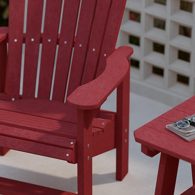 Wildridge Heritage Upright Adirondack Chair, Cardinal Red - Outdoor All-Weather Poly Furniture for Patio, Deck, Yard
