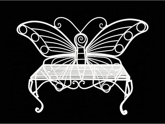 Unknown1 White Metal Butterfly Bench