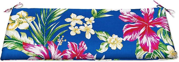 BrylaneHome Bench Cushion - 48" L x 18" W x 3" H - Patio & Outdoor - Water, Stain & Fade Resistant - Cobalt Tropicana - Photo 1