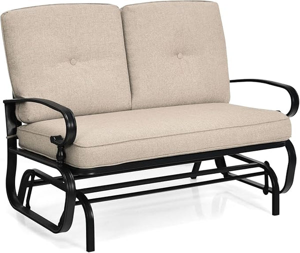 Giantex Outdoor Glider Bench, Patio Loveseat with Cushions, 440 Lbs Capacity, 2-Person Outdoor Rocking Chair - Photo 1