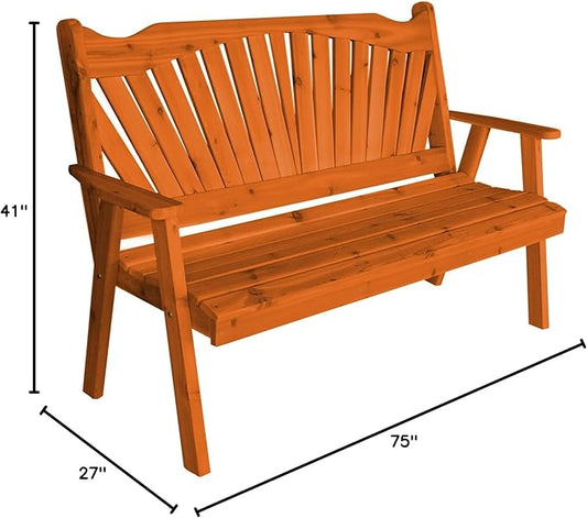 Furniture Barn USA Pine 6' Fanback Garden Bench, Redwood Stain